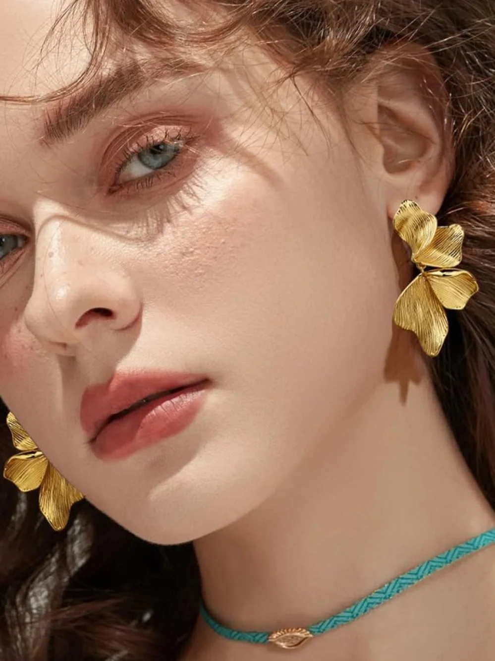 14k Gold Plated Floral Petal Earrings NEW